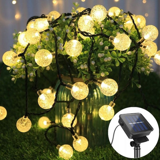 Led Fairy Lights Bubble Design 50 Bulbs 935cm Solar Powered Warm White Light