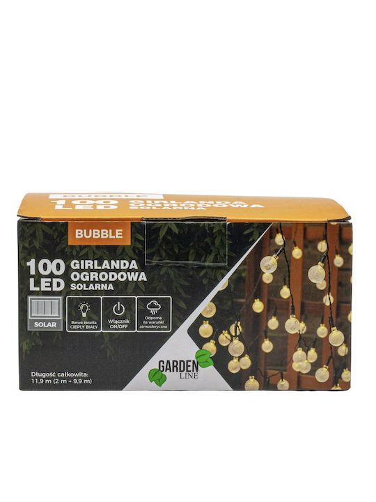 LED-Lichterkette 100 kleine Glühbirnen 10m Solar betrieben Warmweißes Licht