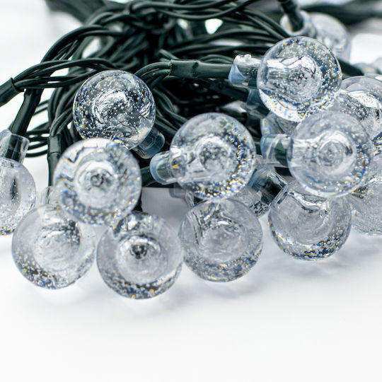 Led Fairy Lights Bubble Design 50 Bulbs 935cm Solar Powered Warm White Light