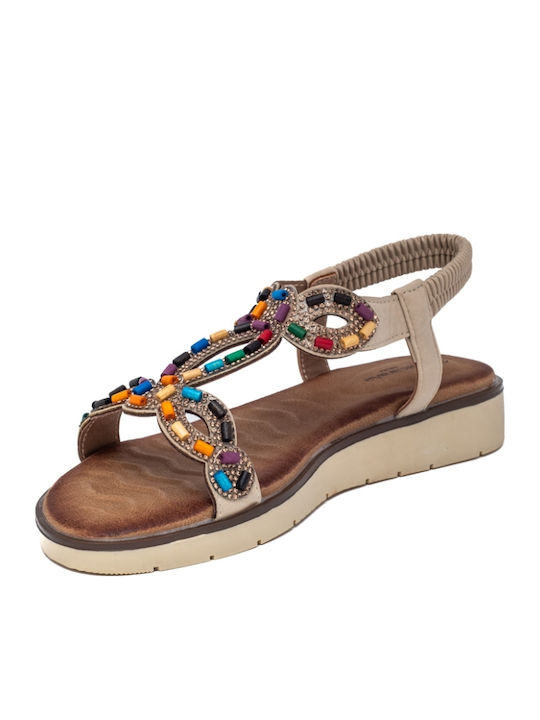 Flache Sandalen für Damen in Beige Farbe