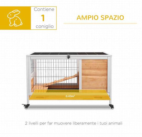 Pawhut D51-126V00YL Cușcă de Lemn pentru iepuri 90bucx53bucx59buccm.
