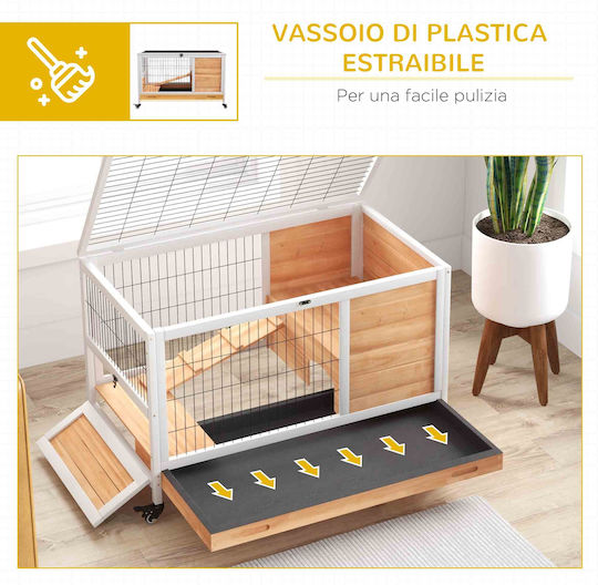 Pawhut D51-126V00YL Cușcă de Lemn pentru iepuri 90bucx53bucx59buccm.
