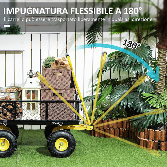 Garden Cart Metallic Four-wheel with Maximum Load Weight 200kg 25x25x51cm.