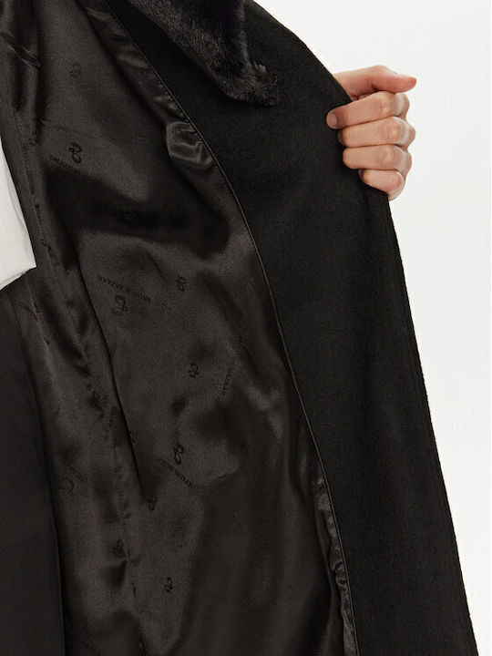 Wolle Damen Black Mantel mit Gürtel