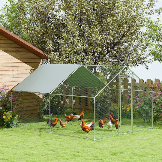 Pawhut Metallic Poultry Coop L3.4 x W3 x H1.9m
