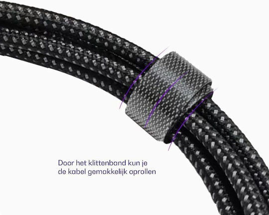 Buddi Braided USB 2.0 Cable USB-C male - USB-C female 60W Μαύρο 3m