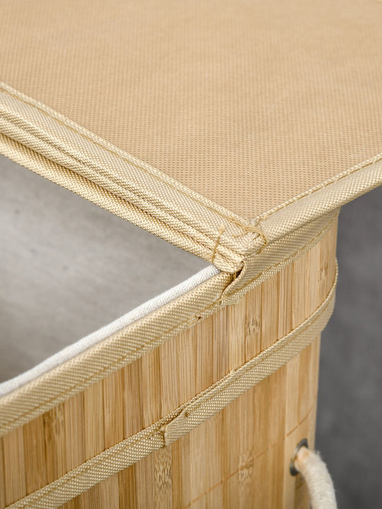 HomCom Laundry Basket Bamboo Collapsible 90lt with Cap White