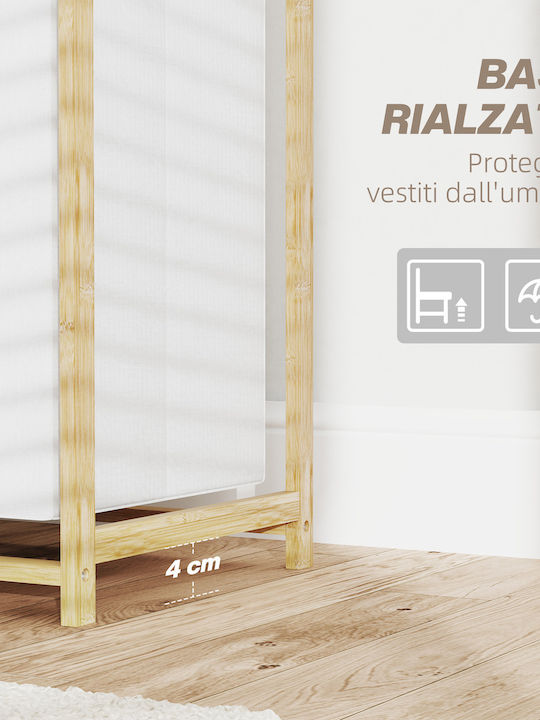 HomCom Кош за Пране Бамбуков 83л 70x36x70см Бял