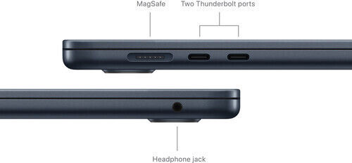 Apple MacBook Air 15" (2024) 15,3" Panou IPS Ecran Retina (M3-8 Nuclee/24GB/512GB SSD/10-Core GPU) cu Încărcător 35W (Port Dublu) Midnight (Tastatură Engleză SUA)