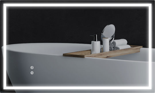 HomCom Правоъгълно Банско Огледало LED Touch с Дължина 100см Бял