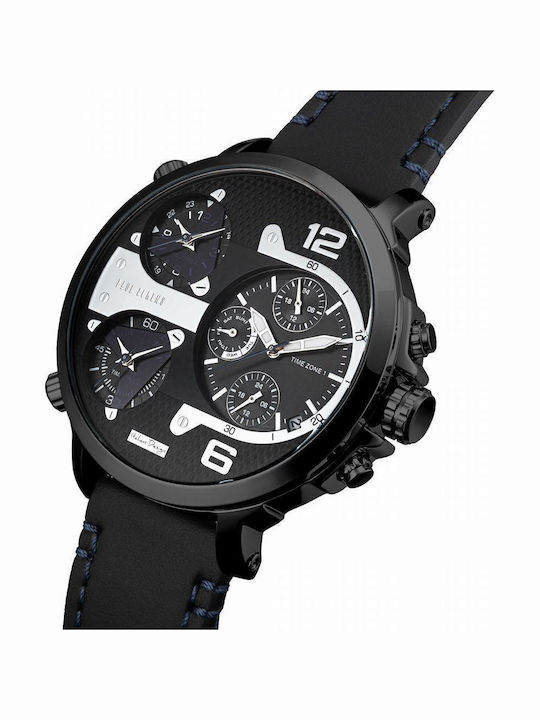 Paul Lorens Men's Watch 52mm Chronograph Battery with Black Leather Strap