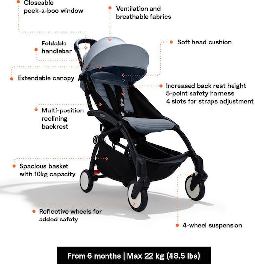 Stokke Yoyo³ Καρότσι Μωρού Kατάλληλο από 6+ Mηνών Frame Colour White / pack Air France Blue 6.2kg