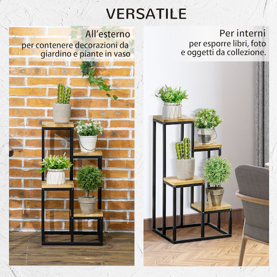 Outsunny Flat Pot Rack Metal Black 34cmx34cmx66cmcm.