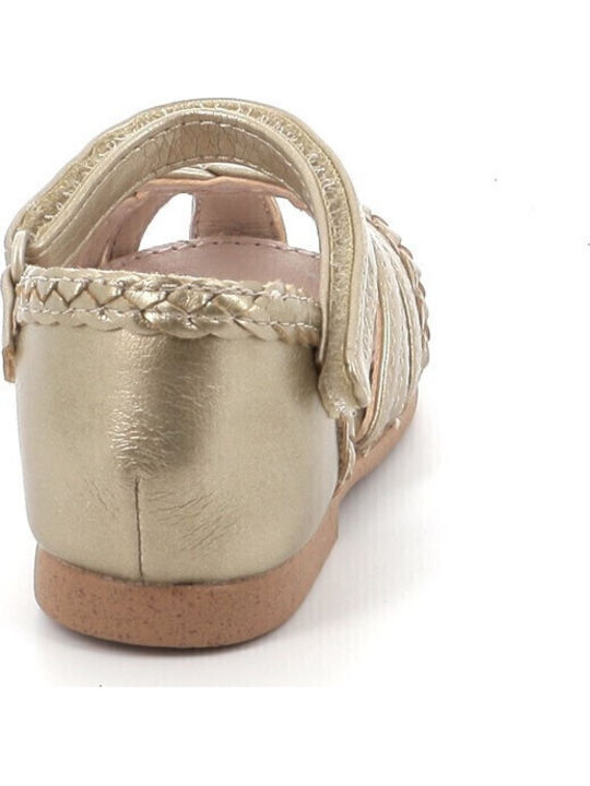 Kids Anatomic Ballerinas With Hoop & Loop Closure Leather Gold