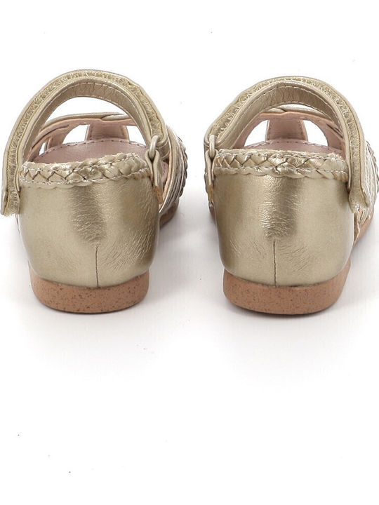 Kids Anatomic Ballerinas With Hoop & Loop Closure Leather Gold