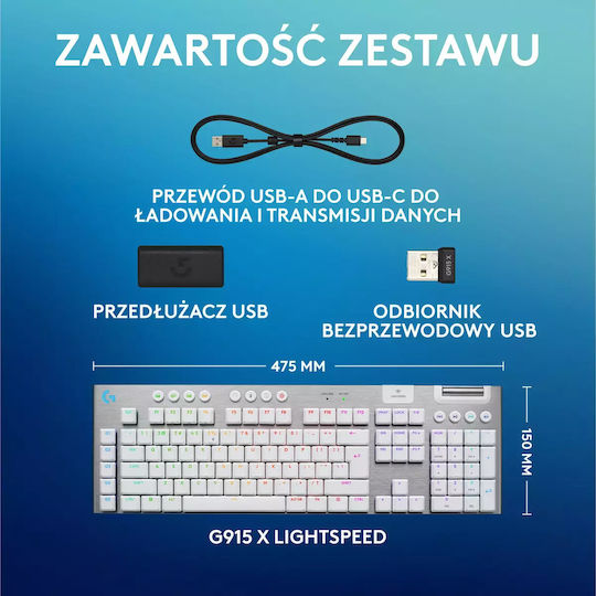 Logitech G915 X Lightspeed Gaming Mechanical Keyboard with GL Tactile switches and RGB lighting (English US)