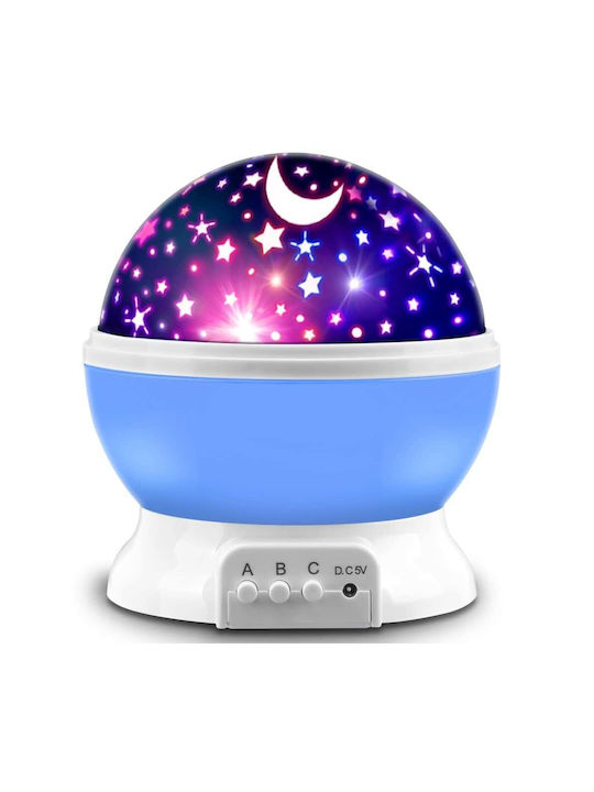 Led Περιστρεφόμενο Παιδικό Φωτιστικό Projector με Εναλλαγές Χρωματισμών Γαλάζιο