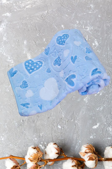 Recos Blanket Nursery Swaddling Blankets Velvet Light Blue 100x120cm