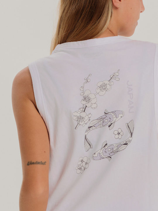 Japan Damen Crop Top Baumwolle Ärmellos Weiß