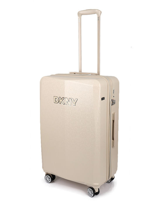 DKNY Medium Hard Travel Suitcase Ivory with 4 Wheels