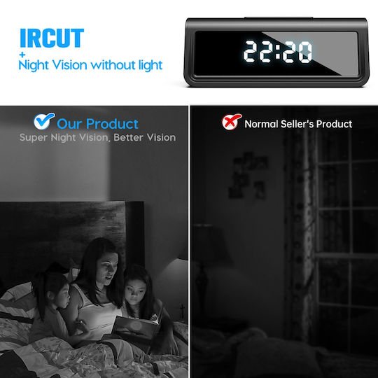 Cameră spion ascunsă 4K în ceas digital Wi-Fi viziune nocturnă senzor de mișcare iOS Android