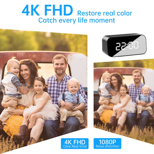 4k Hidden Spy Ip Camera In Desk Clock Wi-fi Motion Detection Night Vision App Control 4h Battery Life