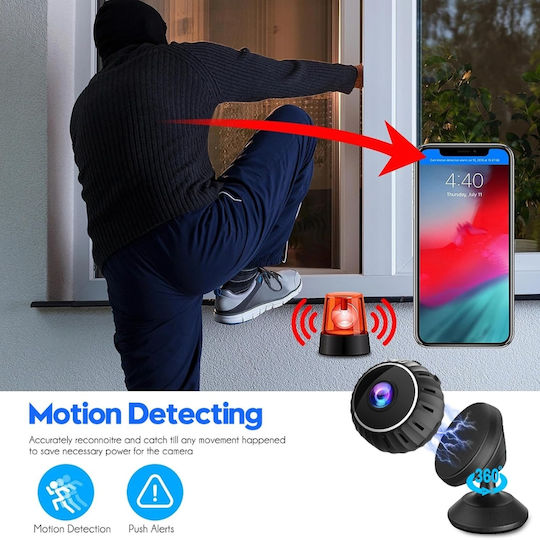Мини шпионска камера Wifi 1080p микрофон сензор за движение нощно виждане 1 час живот на батерията