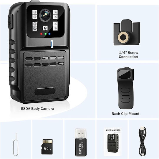 HD 1080p Body Camera Night Vision Loop Recording Police Recorder Daily Activities Cycling Couriers