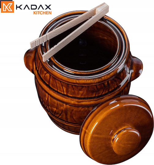 Kadax Vase Allgemeine Verwendung mit Deckel Keramik Braun 5000ml