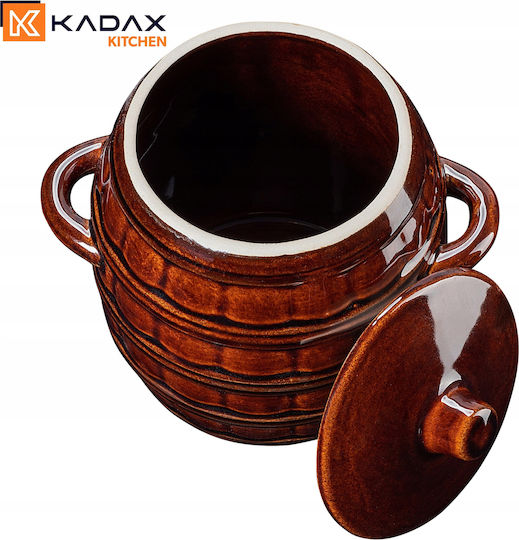 Kadax Ваза за Обща Употреба с Капак Керамика Кафява 2500ml