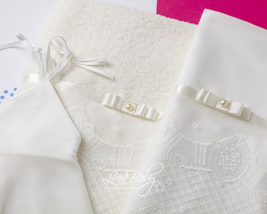 Lina Baby Set Christening Oilcloths White 3 Pieces