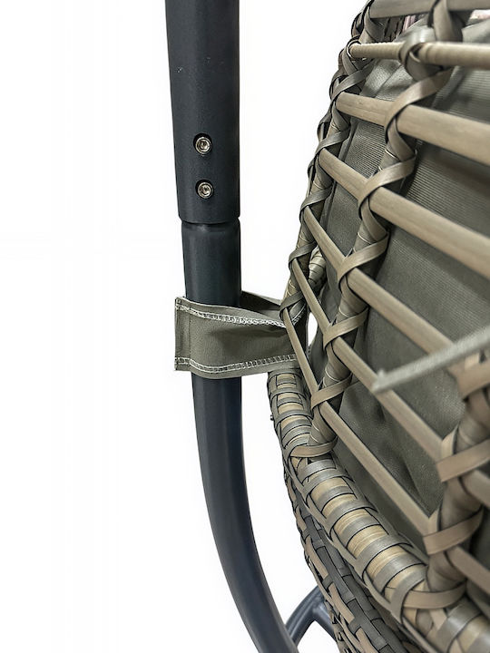 Κρεμαστή Κούνια Φωλιά με Μαξιλάρι Rattan Γκρι Μ103xΠ76xΥ200cm