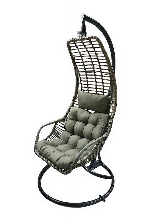 Κρεμαστή Κούνια Φωλιά με Μαξιλάρι Rattan Γκρι Μ103xΠ76xΥ200cm