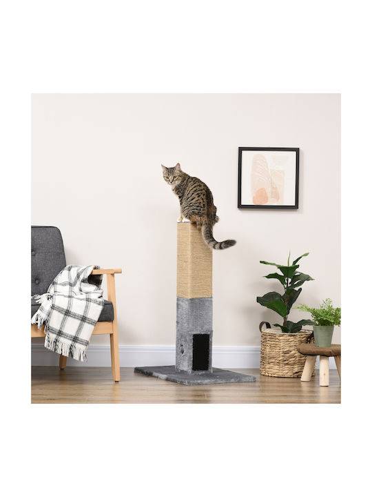 Pawhut Brad Stâlp pentru zgâriat pisici Copaci pentru pisici Gri 59.5x39x79cm