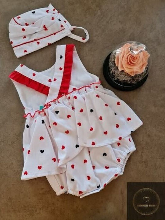 Babystrampler Ärmellos mit Mütze Weiß