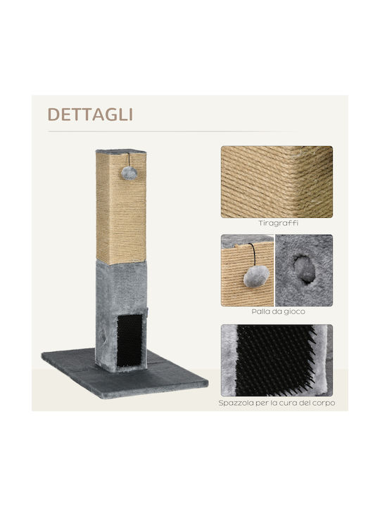 Pawhut Brad Stâlp pentru zgâriat pisici Copaci pentru pisici Gri 59.5x39x79cm
