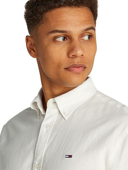 Langärmlig Leinen Hemd White