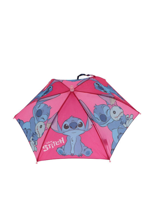 Disney Kids Curved Handle Umbrella Lilo & Stitch with Diameter 76cm Pink