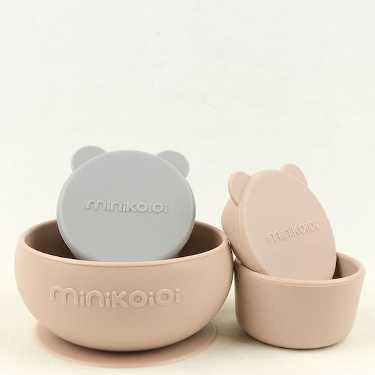 Minikoioi Baby Food Bowl made of Silicone Beige 2pcs