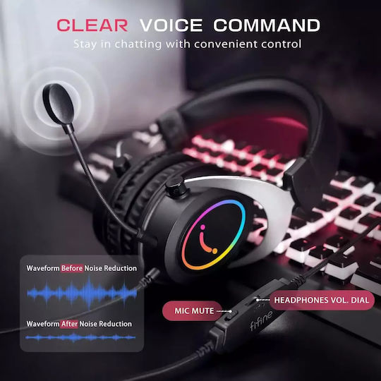 Fifine AmpliGame H3 Over Ear Gaming Headset with 3.5 mm / USB Connectivity for Nintendo Switch / PS4 / PS5 / XBOX