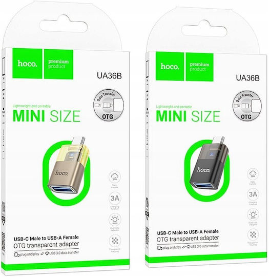 Hoco Μετατροπέας USB-C male σε USB-A male 1τμχ 302499