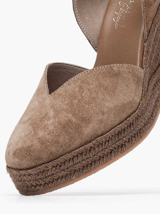 Komis & Komis Women's Leather Platform Espadrilles Tabac Brown