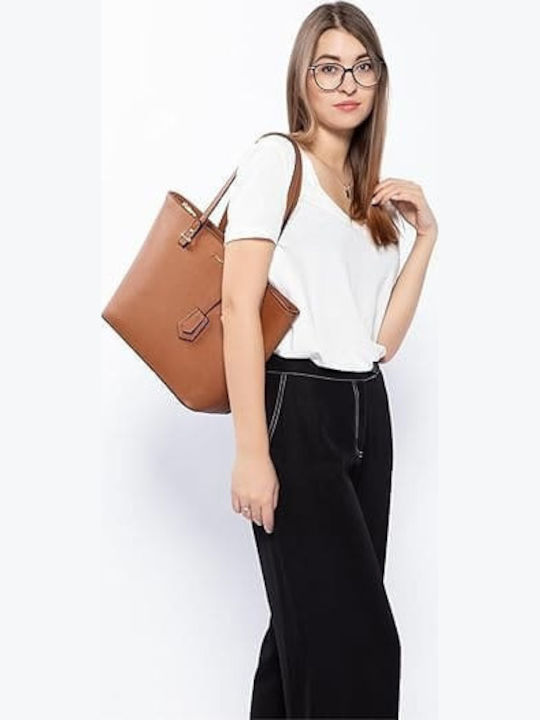 Σετ Γυναικεία Τσάντα Shopper Ώμου Καφέ