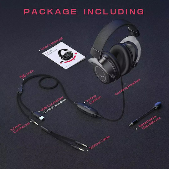 Fifine AmpliGame H3 Over Ear Gaming Headset με σύνδεση 3.5mm / USB Λευκό for Nintendo Switch / PS4 / PS5 / XBOX