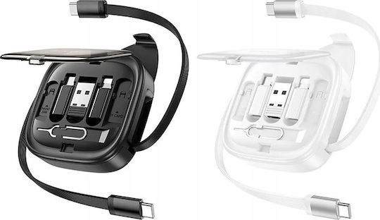 Hoco U140 Подвижен USB 2.0 Кабел USB-C Мъжки - USB-C 60W Захранване PD Черен 0.95м