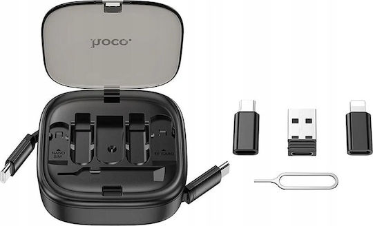 Hoco U140 Подвижен USB 2.0 Кабел USB-C Мъжки - USB-C 60W Захранване PD Черен 0.95м