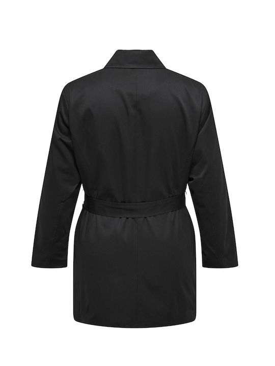 Women's Long Gabardine with Buttons Black