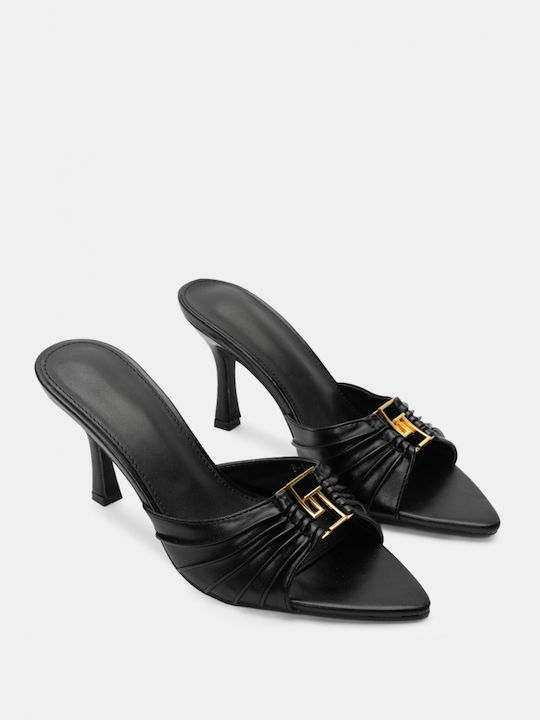 Luigi Heel Mules Black