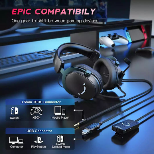 Fifine H9 Over Ear Gaming Headset with 3.5 mm / USB Connectivity for Nintendo Switch / PC / PS4 / PS5 / XBOX
