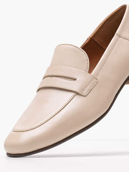 Geox Leather Women's Loafers in Beige Color